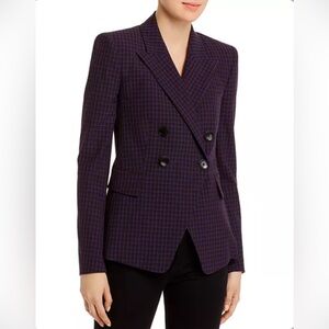 Elie Tahari Jezebel Modern Purple Plaid Double Breast Blazer. Size 10